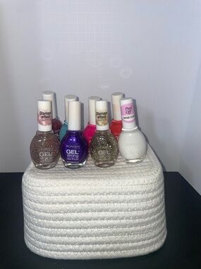 Gel-Effect Nail Polish Set - White, Purple, Gold, Pink, Teal